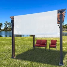 Universal Pergola Shade Cover Panel Replacement Canopy w/Heavy Duty Rods White