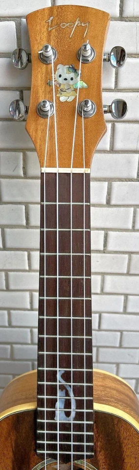 Loopy Solid Acacia Koa wood Concert Ukulele, sitting cat inlay UKC249 - Image 3 of 4
