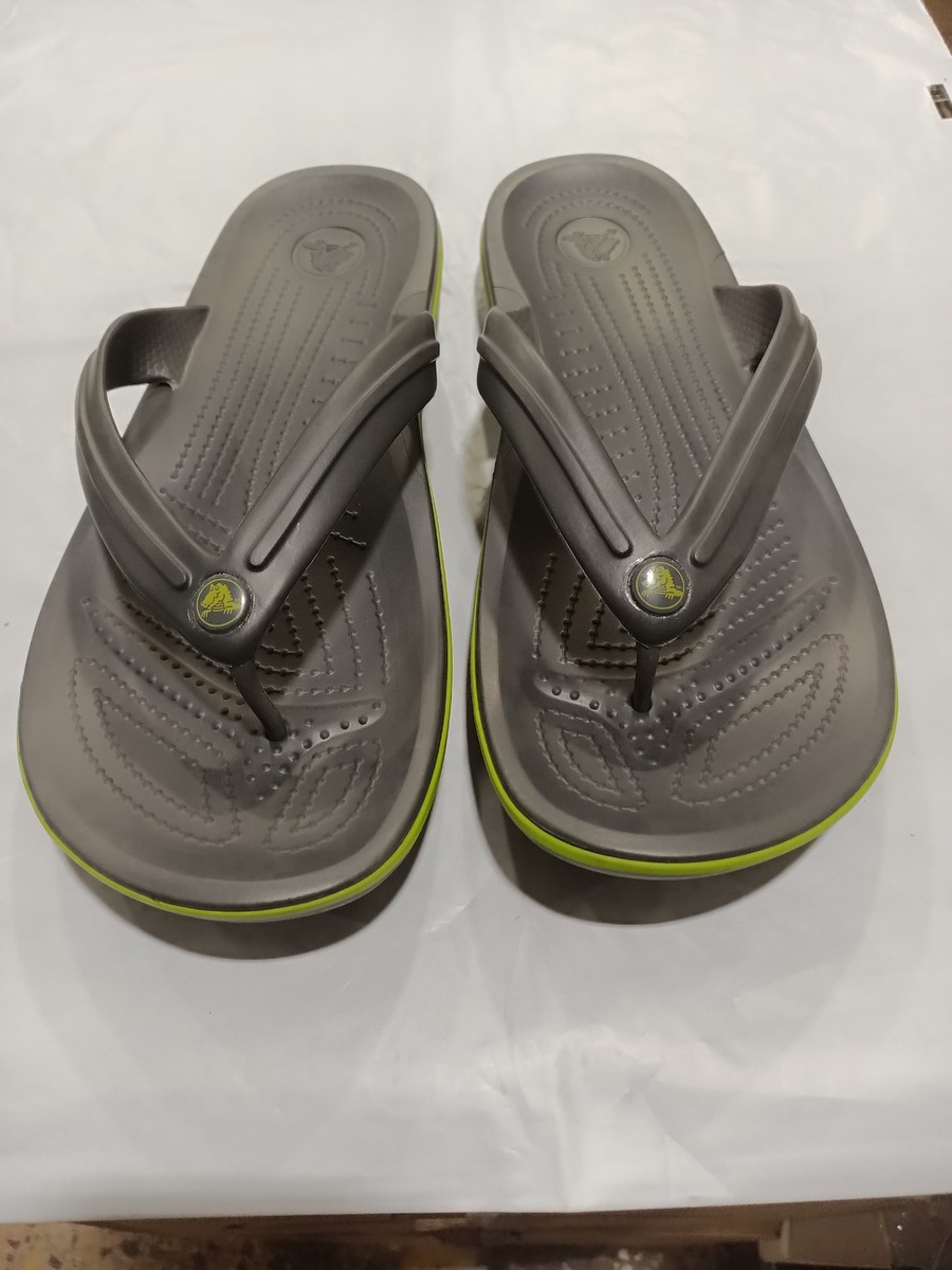 CROCS CROCBAND FLIP SANDALS MENS - SIZE: MEN 12 - GRAPHITE/VOLT GREEN Buy Crocs Men Crocband Flip 11033-0A1 Graphite/Volt Green  main image 4