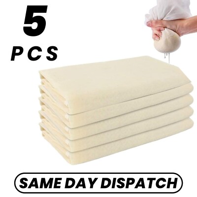 5er Pack - Musselin Tuch zum Kochen 50x50 cm, Käsetücher, wiederverwendbar Musselin, UK