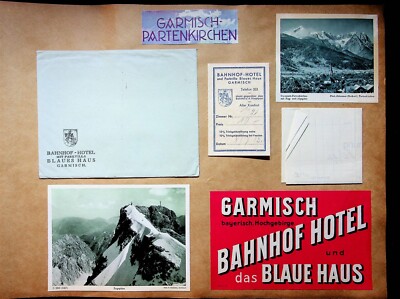 1930s Train Station Hotel Items Bahnhof Parkvilla Blue House Garmisch Germany