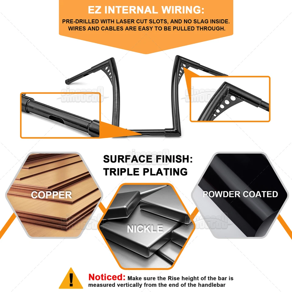 Manillar colgante Ape de 10" 12"" 14" para Yamaha Road Royal Star Virago V-Star 1300 Foto 4 de 4