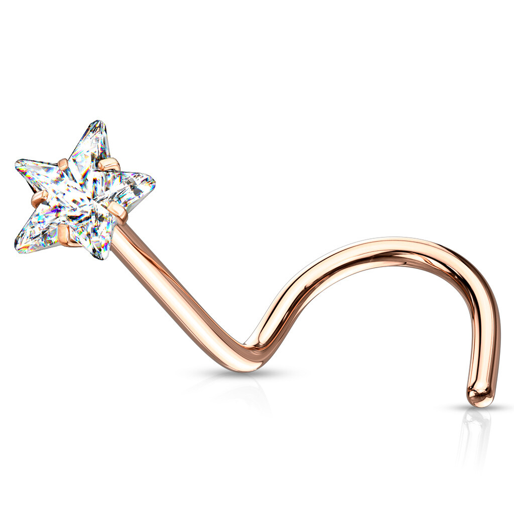 Piercing Pour Nez Avec Tige Courbée En Acier Chirurgical Et Zirconium Coloré - Stud De La Marque Tata Gisèle