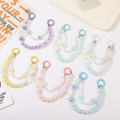 Double Korean Fashion Butterfly Phone Charm Beaded Chain For Phone - Zdjęcie 4 z 15