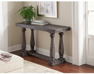 Rustic Gray Wood Sofa Table Vintage Entryway Console Bench