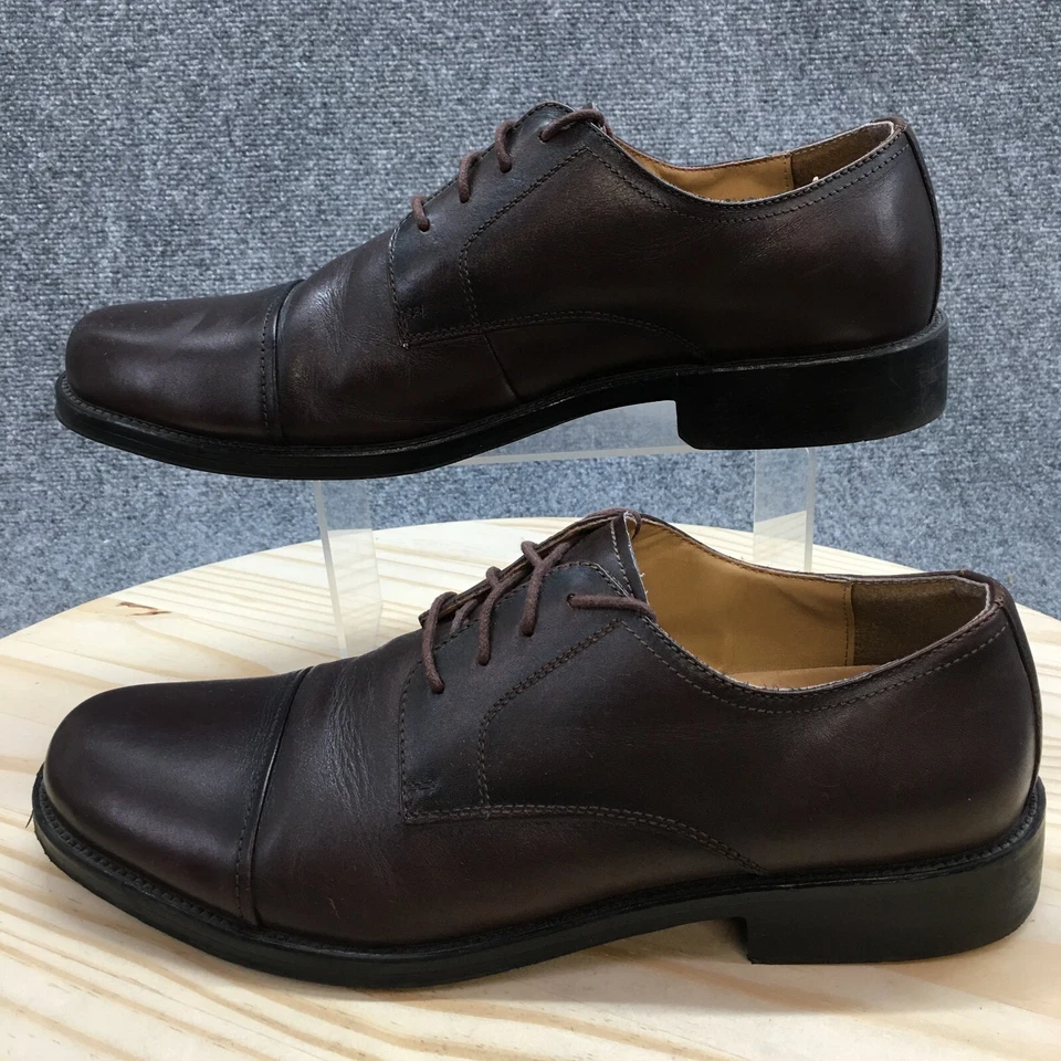 Chaps Dress Shoes Mens 12 M Oxford Brown Leather Lace Up Almond Toe Casual Low - Image 2 of 4