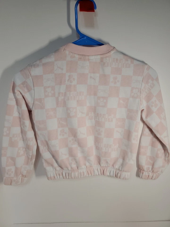 Puma Paw Patrol Girls Size 5 Pink Checkered Sweatshirt - Image 4 of 4