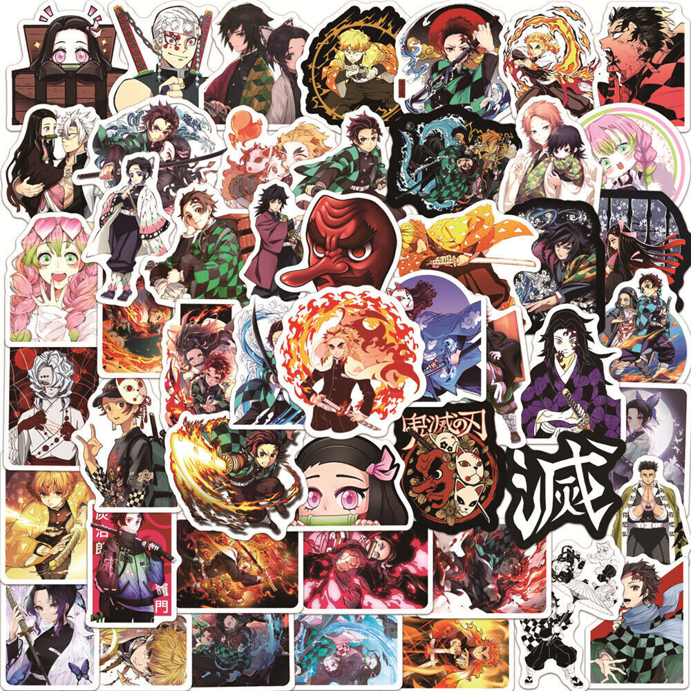 50pcs/Set Kimetsu No Yaiba Stickers Bomb Luggage Laptop Car Skate