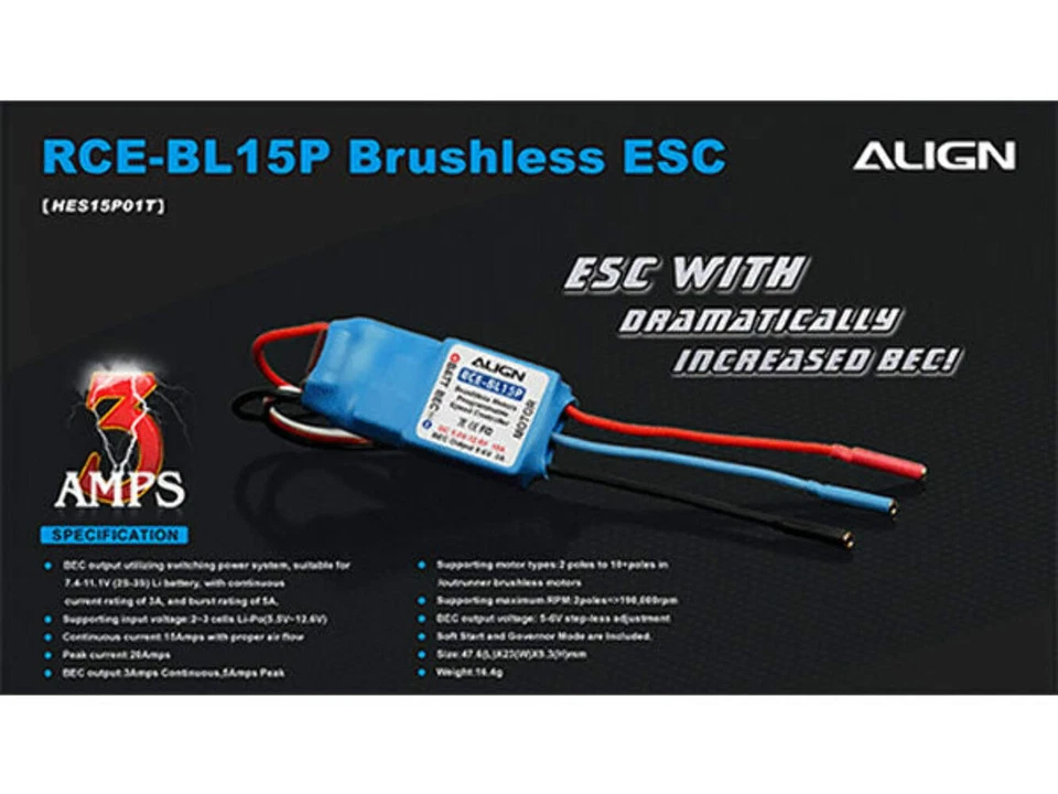 Align RCE-BL15P Brushless ESC (Governer Mode) : HES15P01T - Image 3 of 3
