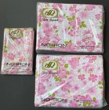 NEW! Double FITTED FLAT SHEET Pair PILLOWCASES *Lady Pepperell Vintage FLOWERS
