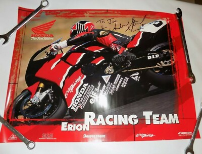 HONDA ERION RACING TEAM POSTER - SIGNED by ANDREW STROUD - Motorcycle Racing