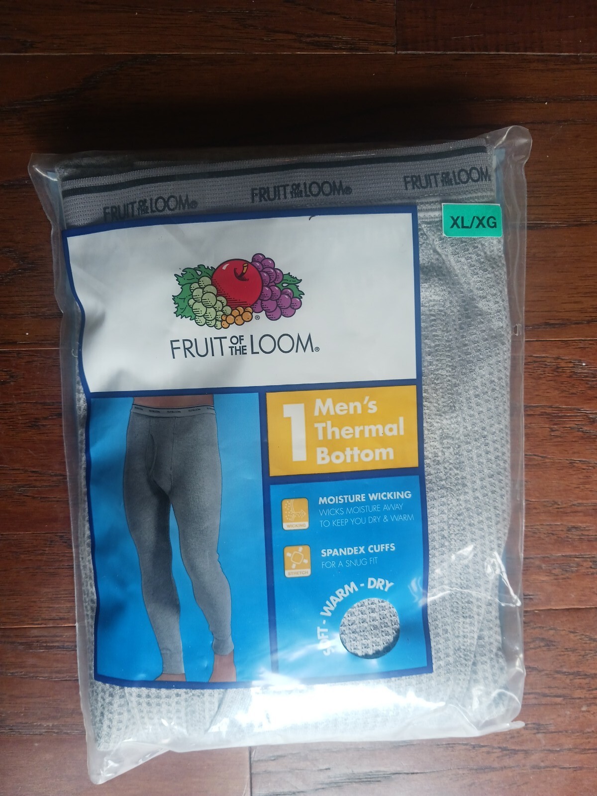 NEW Men's Fruit of the Loom Thermal Underwear Bottom Size XL Gray