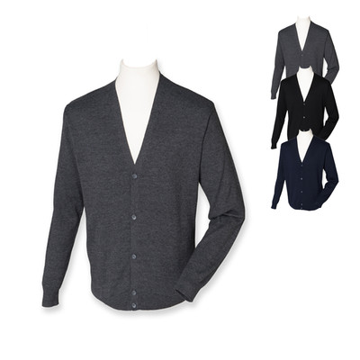 Henbury Herren Strickjacke MENS LIGHTWEIGHT V-NECK CARDIGAN Neu H722