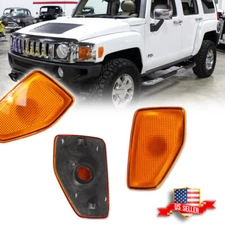 For 05/06-10 Hummer H3/09-10 H3T Amber Lens Front Fender Side Marker Lights 2PCS