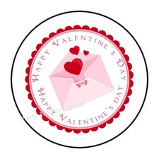 30 HAPPY VALENTINE'S DAY ENVELOPE SEALS LABELS PARTY FAVORS STICKERS 1.5" ROUND