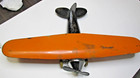 ANTIQUE STEEL TOY AIRPLANE PROP WOOD TIRE 30S 40S PRESSED LINDBERGH PLANE RARE — photo 1