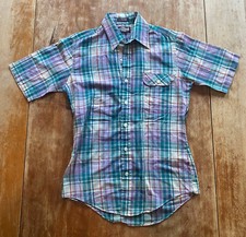 Vintage short sleeve plaid shirt contour