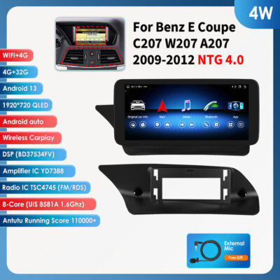 10,25'' 8Kern Android Autoradio CarPlay GPS für Mercedes E-Klasse Coupe W207 C207