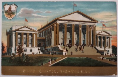 Vintage State Capitol Richmond Gilded Embossed Virginia Postcard 1910 Shield