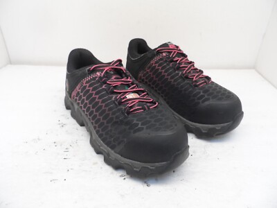 Timberland PRO Women's Powertrain Alloy-Toe Work Shoes A1RTM Black/Pink 7.5W