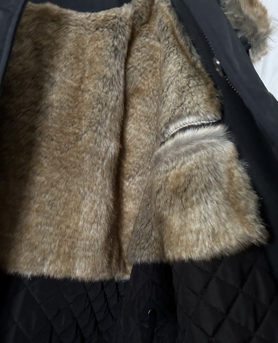 TOPMAN Parka Winter Coat Mens Large Faux Fur Trim Hood Quilted Lined New - Picture 4 of 5
