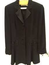 Black Tie Oleg Cassini Neiman Marcus Formal Beaded Jacket Skirt Set Suit Outfit