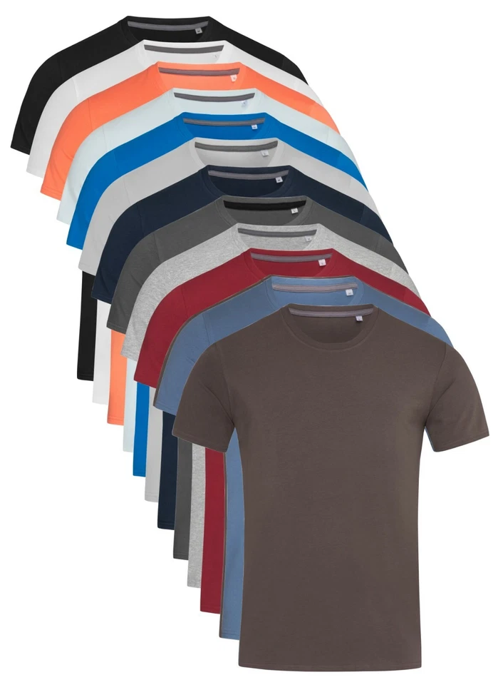 Kurzärmlig Herren Schlicht Enge Passform Körper Baumwolle Elasthan T-Shirt - Bild 1 von 1