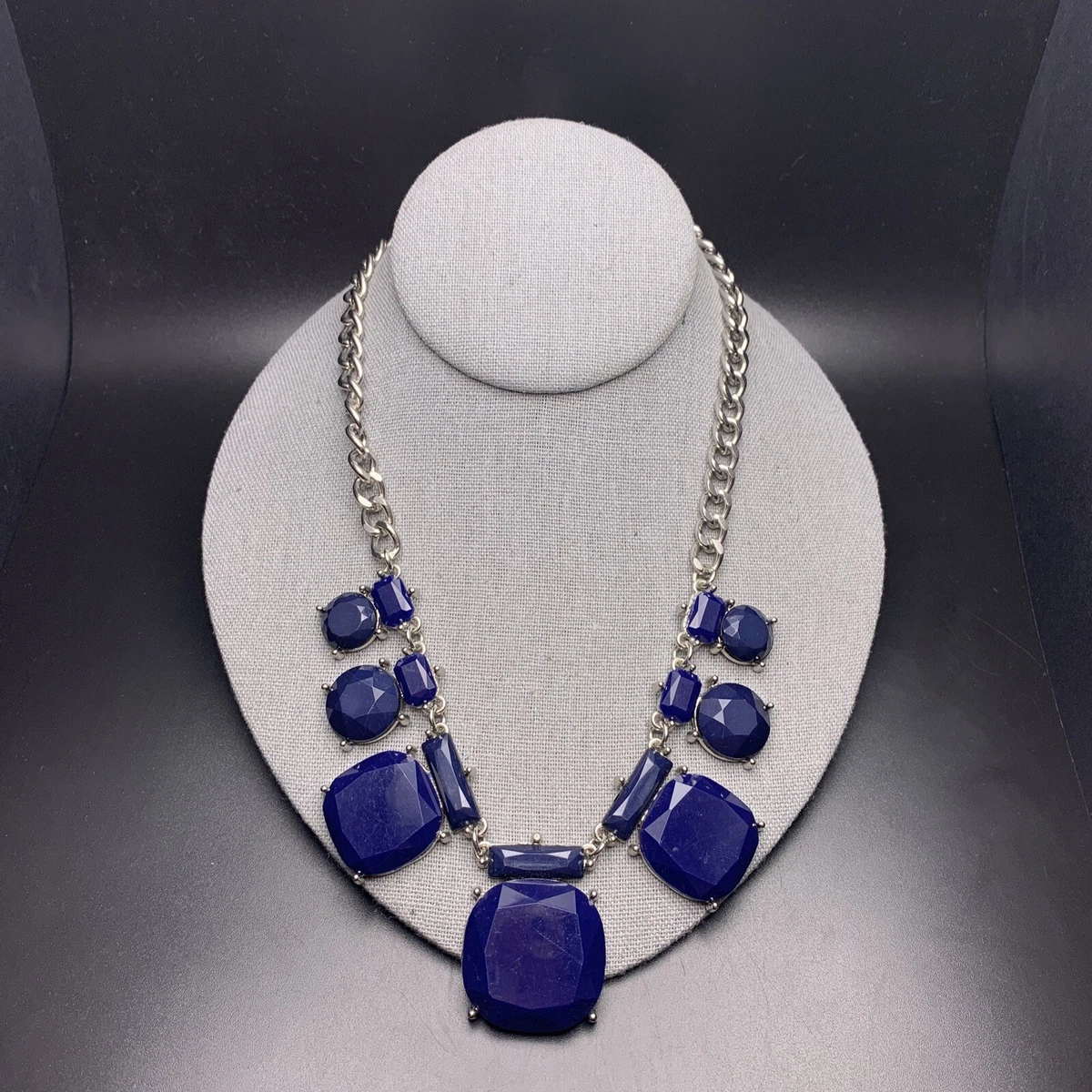 Blue bib necklace deals
