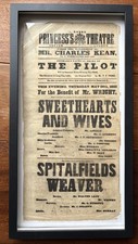 Antique Princess&rsquo;s Theatre Playbill Sweethearts Wives Spitalfields Weaver 1853