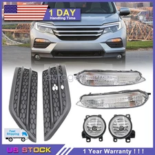 6PCS For Honda Pilot 2016-2018 Bumper Fog Lights W/Cover Bezel Turn Signal Lamps
