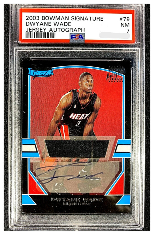PSA 7 2003 BOWMAN SIGNATURE #79 DWYANE WADE JERSEY RC SP /1250 AUTO G1089,2464