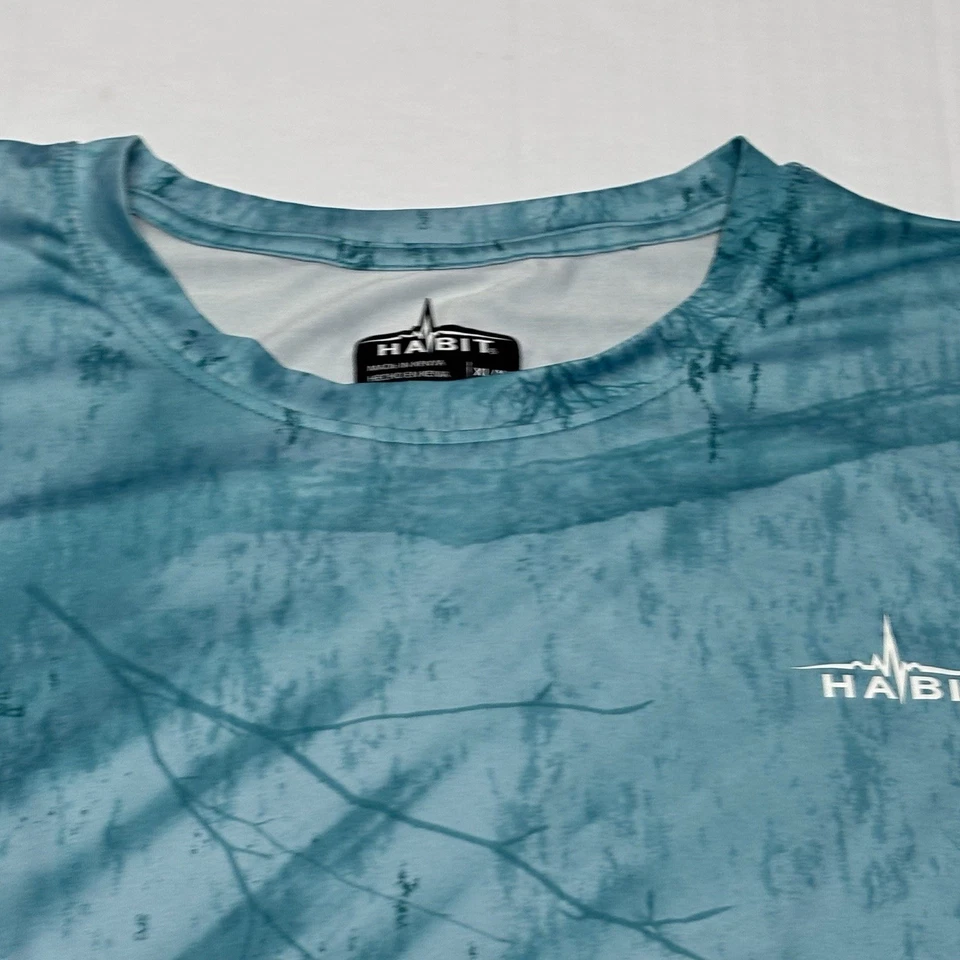 Habitat Realtree Fising Long Sleeve Moisture Wicking Shirt Men XL Teal Blue Camo - Image 4 of 4