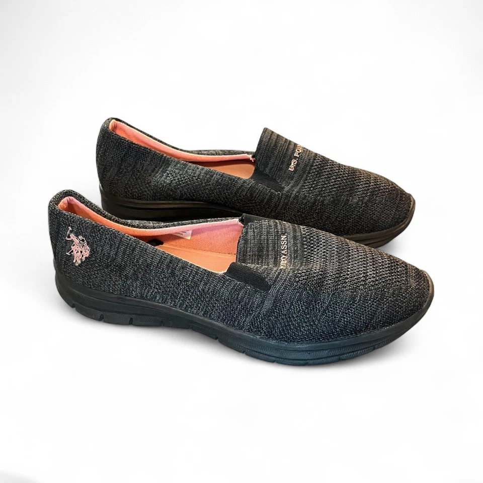 Женские поло США размер 9,5 Черные кроссовки без шнурков б/у в отличном состоянии - Изображение 3 из 4