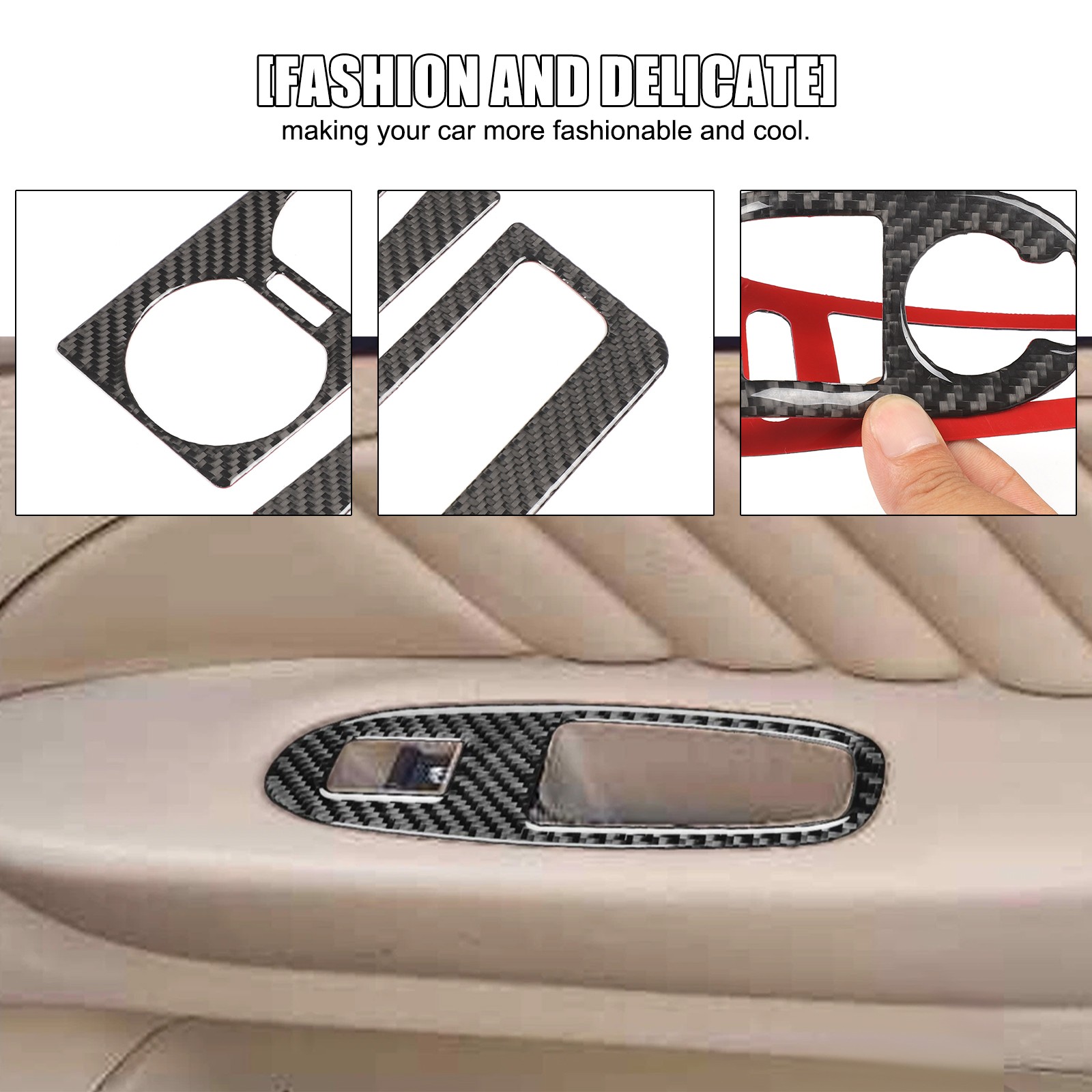 Carbon Car Window Glass Lifting Button Frame Sticker For Alfa Romeo 159 2004-11