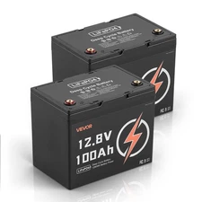VEVOR 2 Pack 12V 100Ah Deep Cycle LiFePO4 Battery BMS Lithium Iron Phosphate