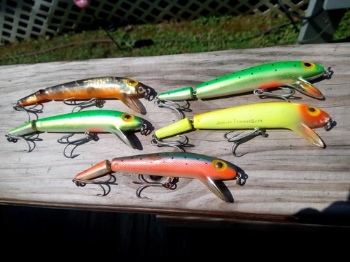 LOT OF 5 VINTAGE STORM JOINTED THUNDERSTICK FISHING LURE'S WALLEYE SALMON