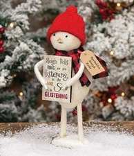 NEW PRIMITIVE SNOWMAN Figure SPRINKLES Christmas SLEIGH BELLS RING Glitter 8"x3"