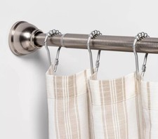 Dual Mount Brushed Nickel Finish Round End Shower Curtain Rod 43" - 72" Lengths