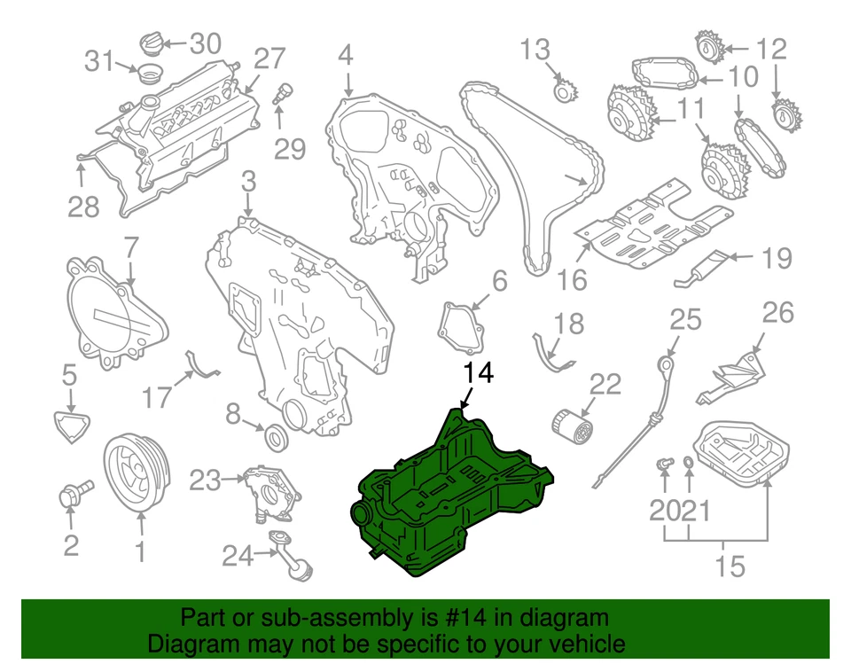 Nissan 350Z 2003-2007 genuino - cárter de aceite 11110-AC70A Foto 2 de 2