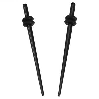 2pcs Acryl Stretcher Ohr Stecker Taper Expander O Ring Stretching Kit Schwarz