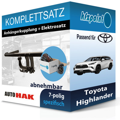 AUTO HAK Anhängekupplung abnehmbar und E-Satz 7polig für Toyota Highlander 19-