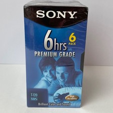 Sony VHS T-120VL 6-Pack Blank Tapes 6 Hour EP Premium Grade Sealed NOS 2002