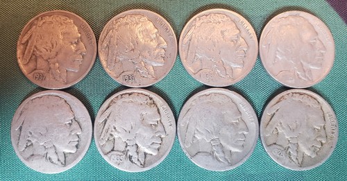 Lot of (8) Vintage Buffalo Head Nickels 5 Cent **Lot of 8** Coins 1925-1937