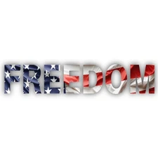 Freedom Waving American Flag Lettering Cut To Shape Vinyl Sticker
