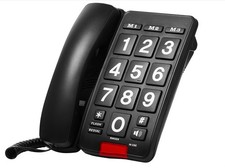 Big button landline for seniors or visually impaired with high contrast black