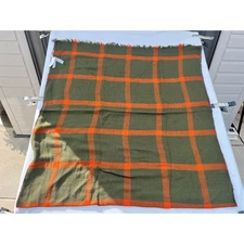 Paul Stuart Lovat Green Plaid 100% Wool Blanket Scarf Wrap Shawl 80"x40"