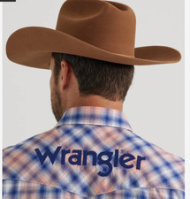 Wrangler Men's Western Logo Spell Out Classic Fit Pearl Snap Shirt Size XL New