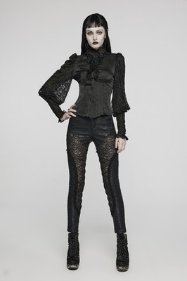 Punk Rave Long Sleeve Gothic Victorian Steampunk Vampire Style Fitted Blouse Top