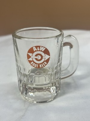 Vintage A&W Root Beer Mini-Mugs 1961-71 3 1/4 Inches Tall, Set of 2