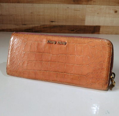 小物 MIU MIU Embossed crocodile long wallet MIU MIU Crocodile Embossed Leather Long Wallet Vintage | eBay